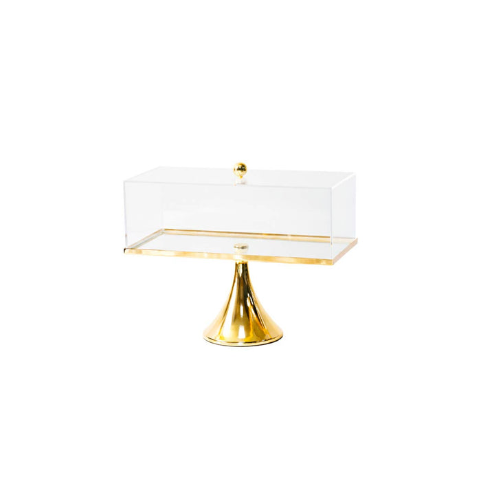 Aulica Gold Pedestal Cake Stand with Acrylic Dome