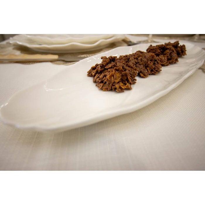 Aulica Oval dish white flower 37cm