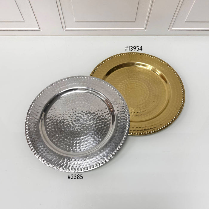 Gilded Hammered Beaded Charger