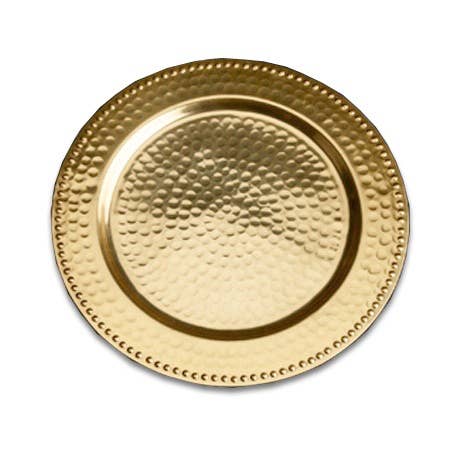 Gilded Hammered Beaded Charger