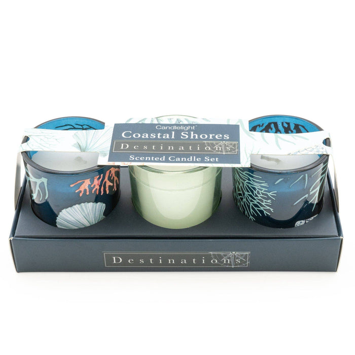 Coastal Shores S/3 Mini Votives with Seasalt Scent 6PK