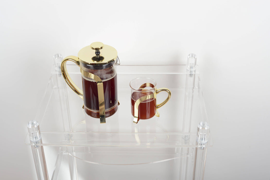 Aulica Glass Coffee Cups With Gold Metal Decoration - Set of 2