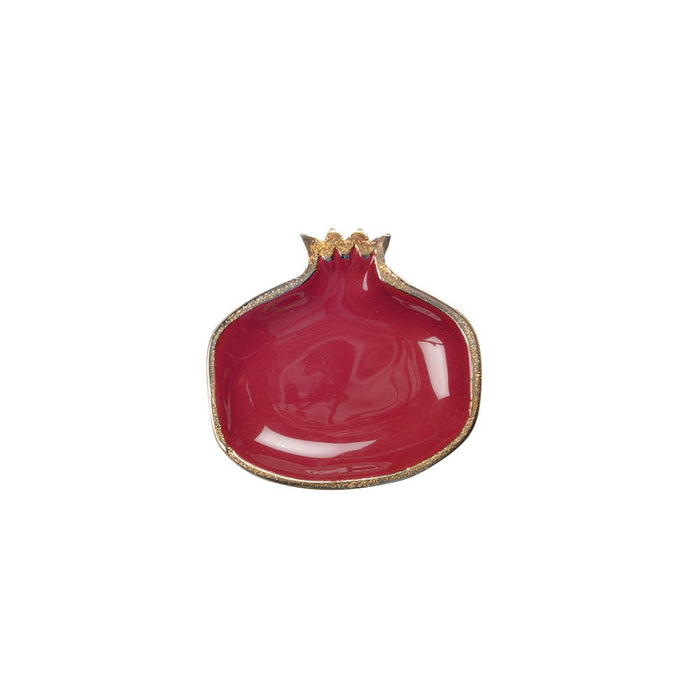 Aulica Red pomegranate dish with golden edges 11x11x1.5cm