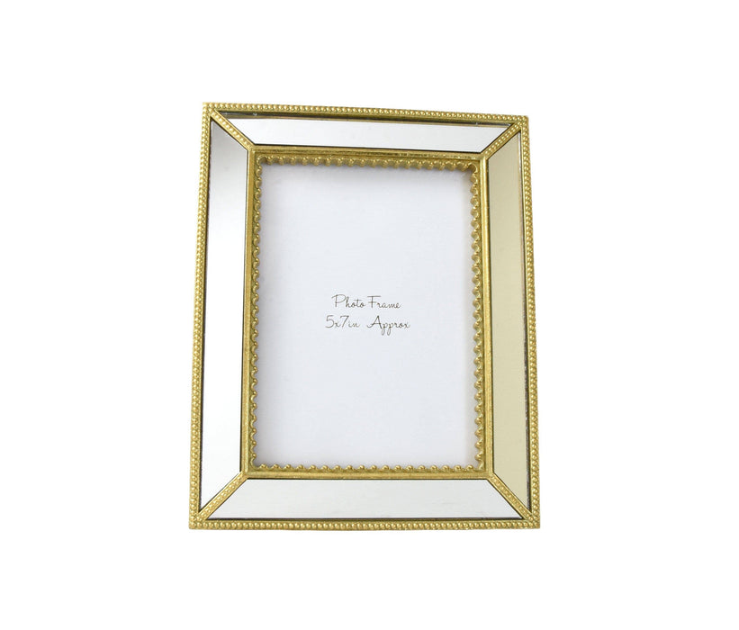 Ornate Photo Frame with Mirrored Panels and Gold Edging