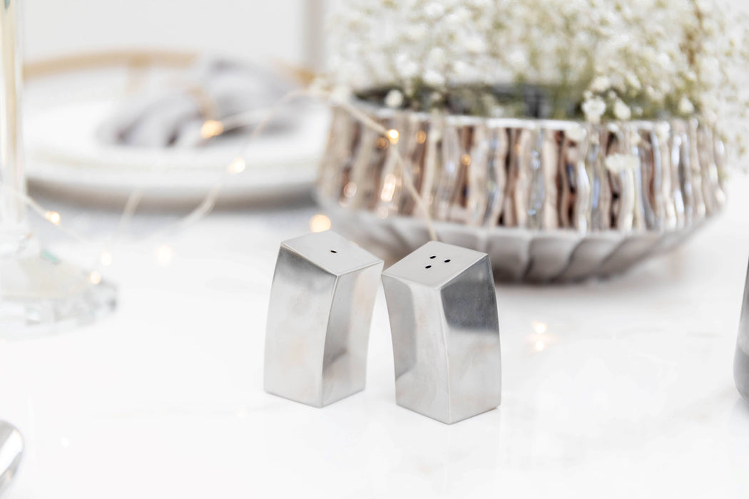 Aulica Silver Tilted Salt and Pepper Shakers 2.5x2.5x5.5cm