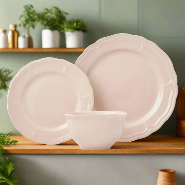 Godinger Madison Blush Stoneware 12 Piece Dinnerware Set, Service for 4