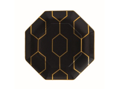 Wedgwood Gio Gold Octagonal Side Plate Charcoal Gift Boxed - La Belle Table - 40007544