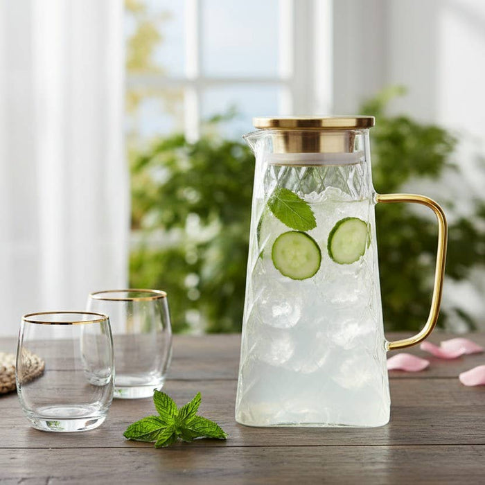 Aulica Glass Carafe with Gold Lid 1.5l