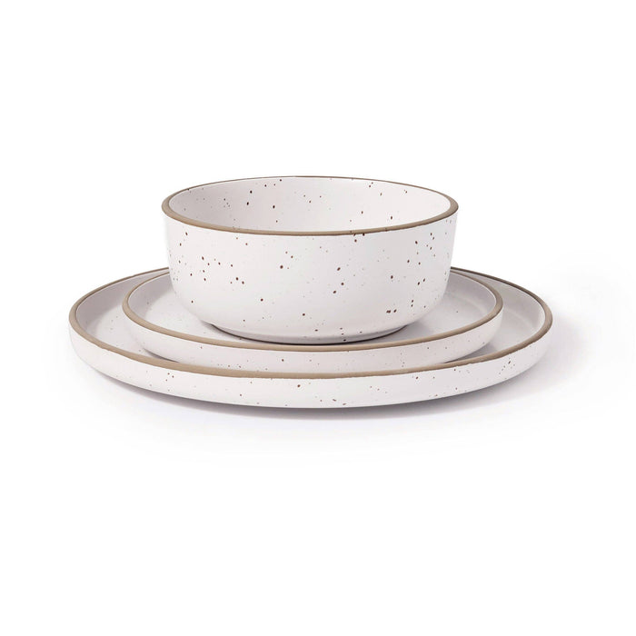 Godinger Inwood White Speckled Stoneware 12 Piece Dinnerware Set, Service for 4