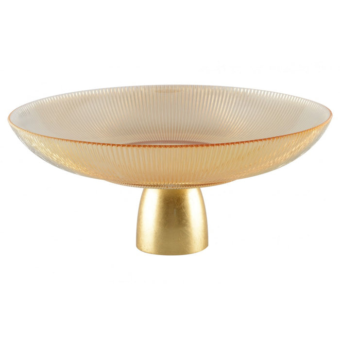 Aulica Amber Luster Bowl on Gold Foot - La Belle Table - 749317