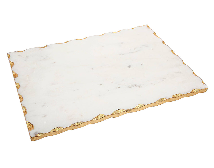Godinger White Marble Challah Board with Gold Edging