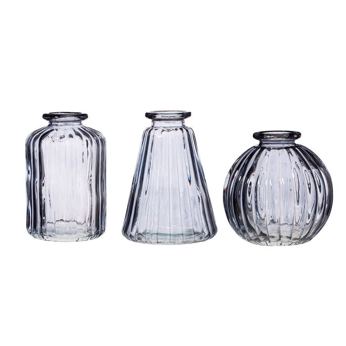 Sass & Belle Grey Glass Bud Vases -  Set of 3