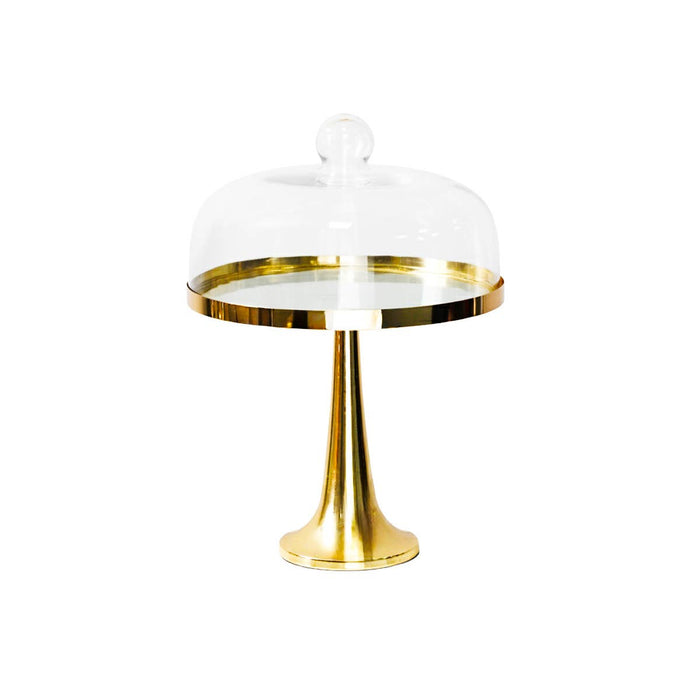 Aulica Gold Pedestal Cake Stand with Glass Dome