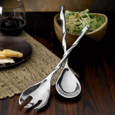 Table Severs Twisted Stainless Steel Salad Servers — La Belle Table