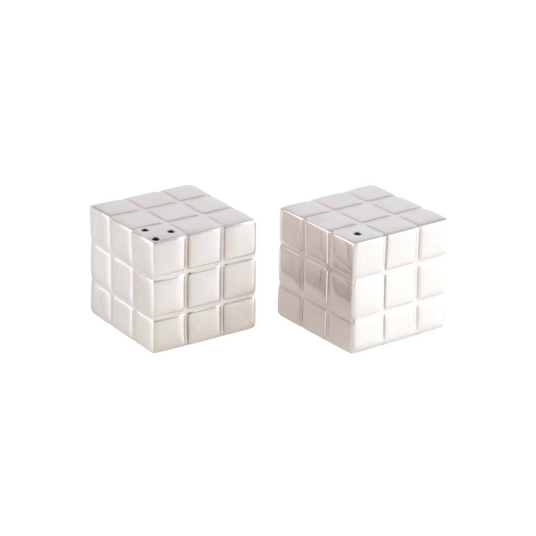 Aulica Salt and Pepper Shaker Rubik's Cube Silver 3x3x3cm — La Belle Table