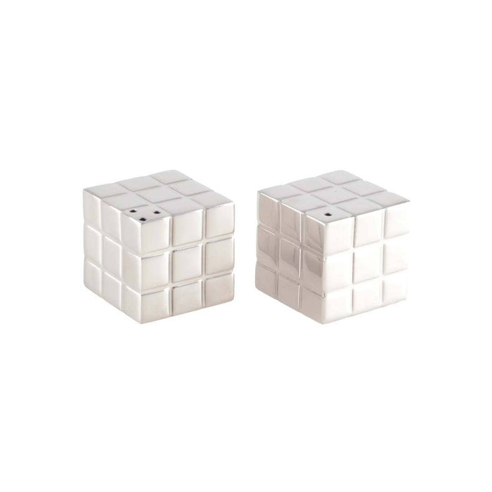 Aulica Salt and Pepper Shaker Rubik's Cube Silver 3x3x3cm