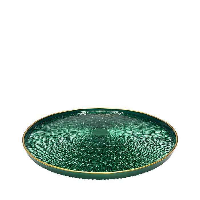 Aulica Emerald Green Tart Dish with Gold Rim 33x33x4cm