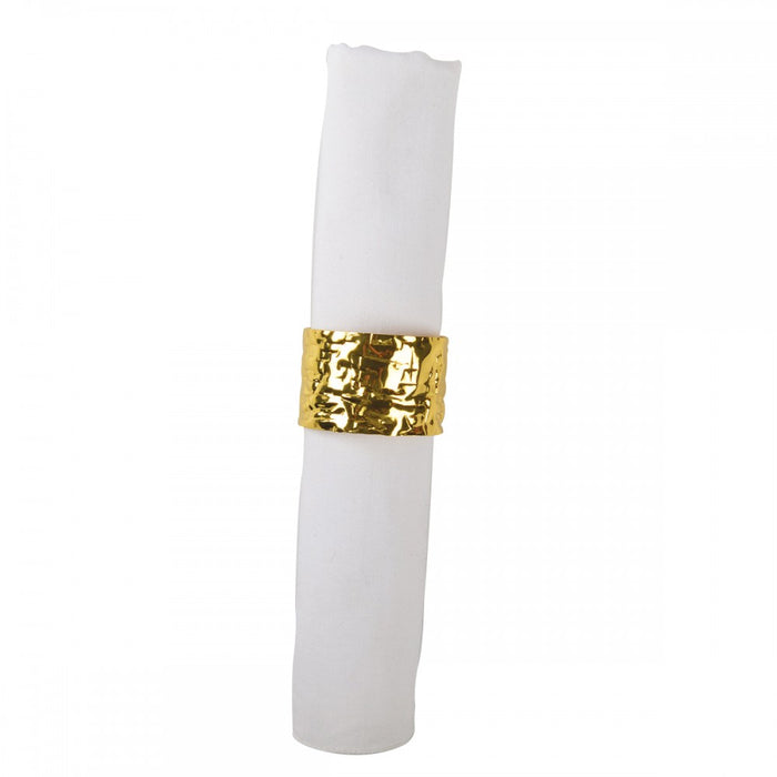 Aulica Crinkled Gold Napkin Rings S/4 - La Belle Table - 818501