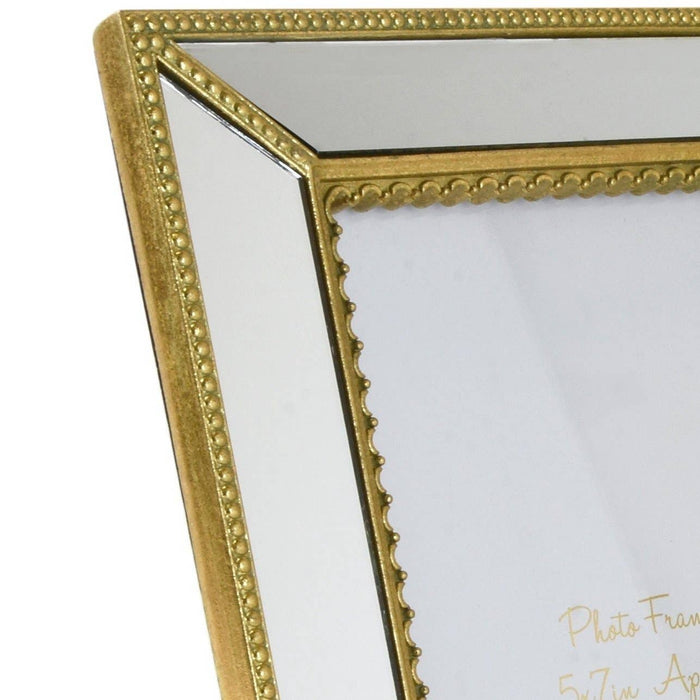 Ornate Photo Frame with Mirrored Panels and Gold Edging