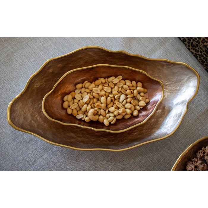 Aulica Oval Pink Dish with Gold Rim 34x19cm