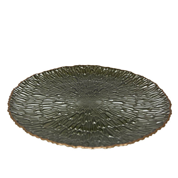Aulica Green serving plate with gold rim 33cm