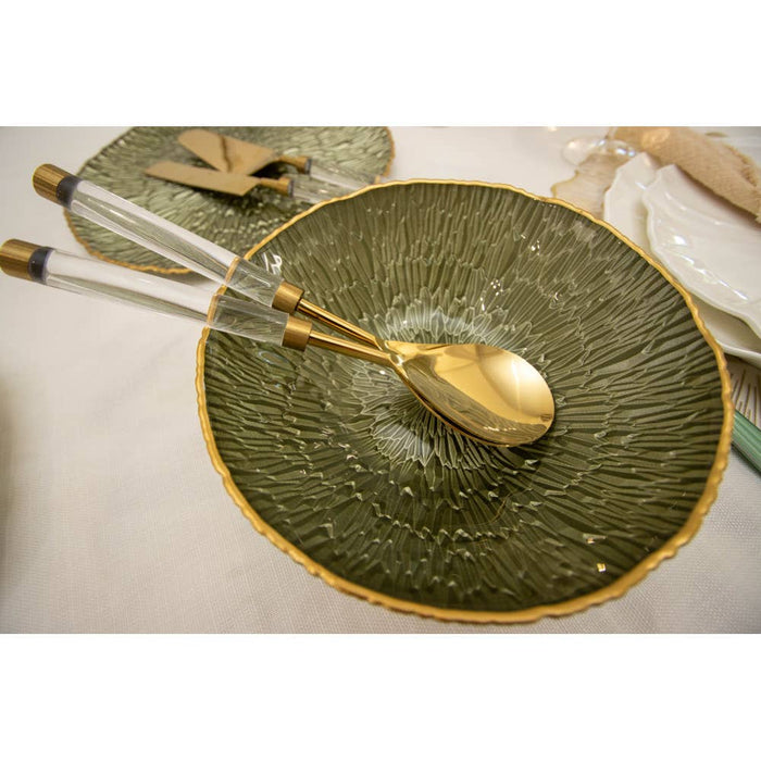 Aulica Green bowl with gold rim 23cm