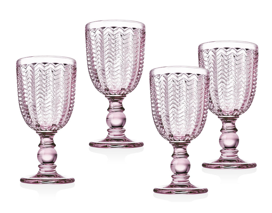 Godinger Set of Four Twill Goblets - Pink