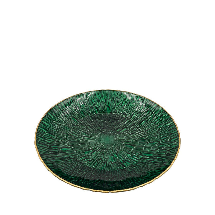 Aulica Emerald Green Coupe with Gold Rim 32.5 cm