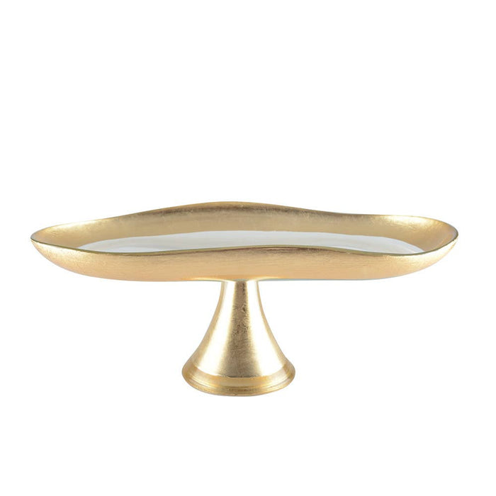 Aulica Large Cake Dish with Gold Edges on a Stand