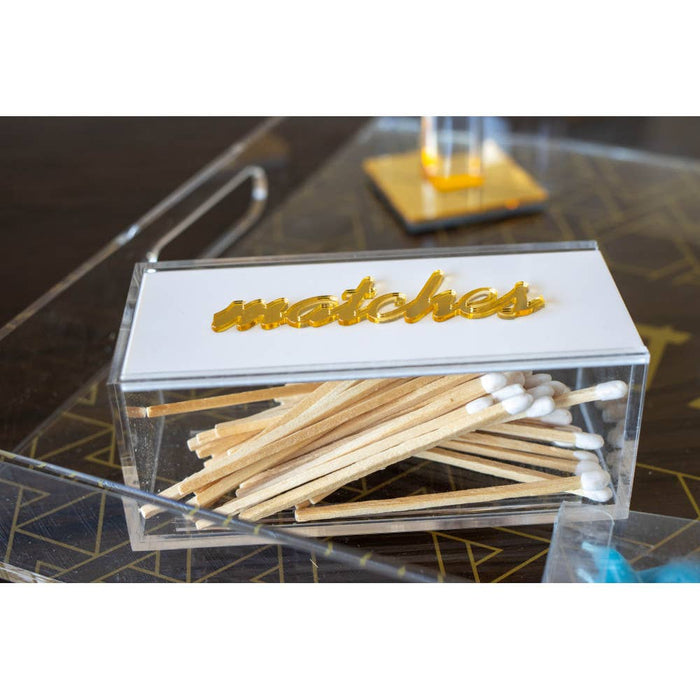 Aulica White and Gold Matchbox 5.5x5.5x12cm