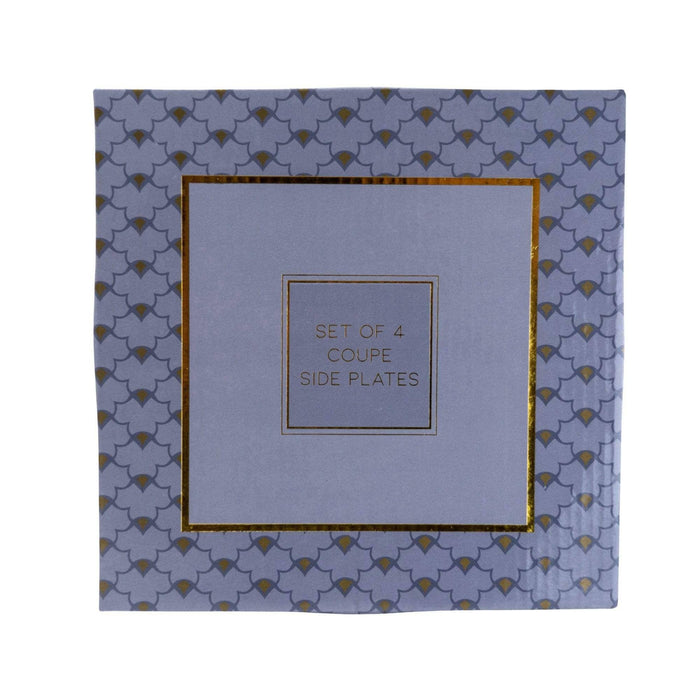 Set of 4 Side Plates Oriental Heron Design with Gold Rim