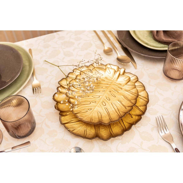 Aulica Small gold leaf glass dish 19x21x2cm