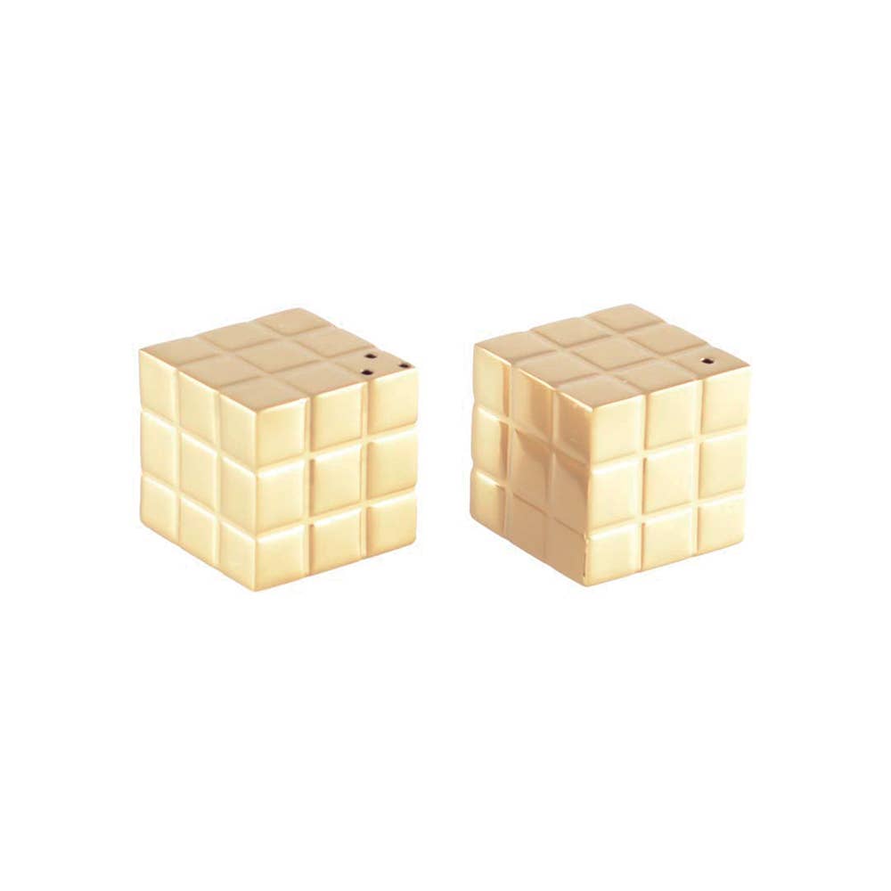 Aulica Golden Rubik's Cube Salt and Pepper Shaker 3x3x3cm — La Belle Table