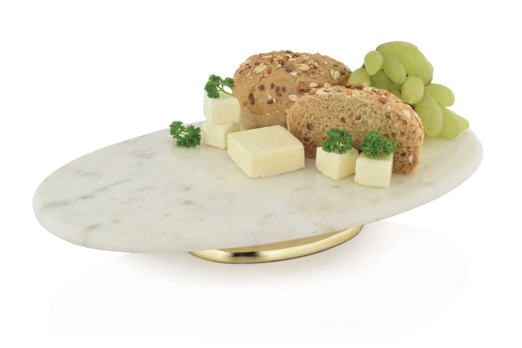 Edge Company Marble and Gold Cake Stand Oval