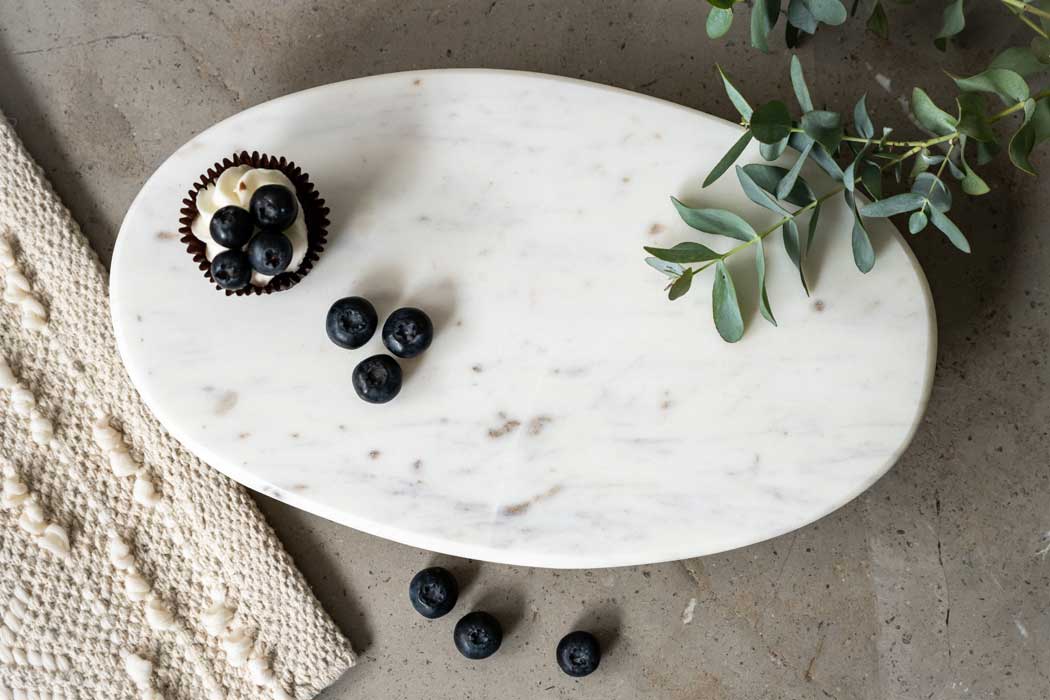 Edge Company Marble and Gold Cake Stand Oval