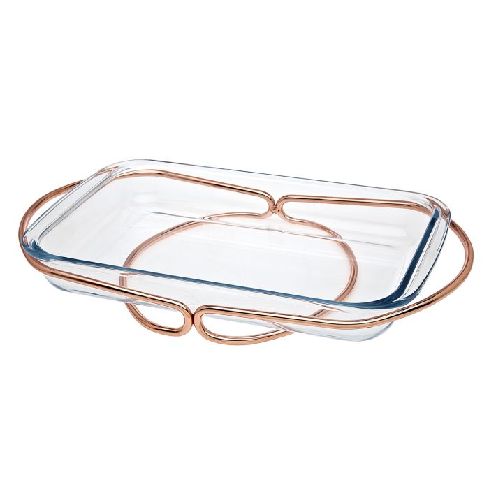 Godinger Infinity Copper-3qt Glass Rectangular Dish - La Belle Table - GDNG016