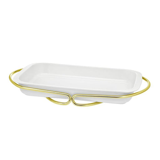 Godinger Infinity Gold-3qt Porcelain Rectangular Dish - La Belle Table - GDNG018