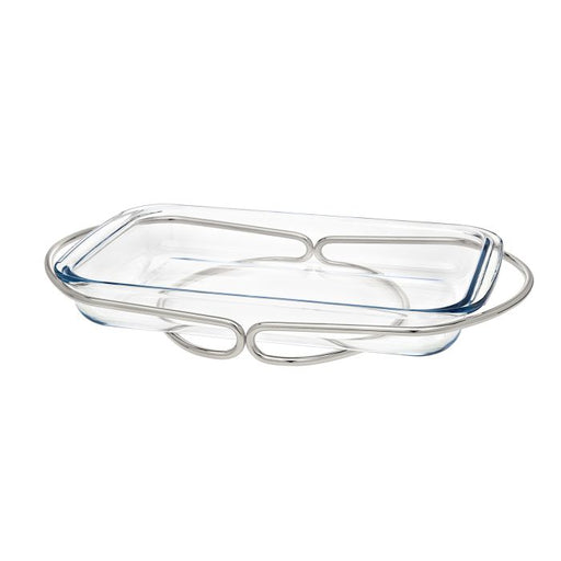 Godinger Infinity Nickel-3qt Glass Rectangular Dish - La Belle Table - GDNG020