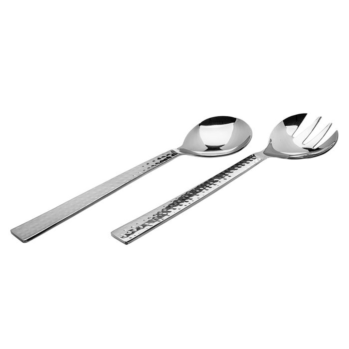 Godinger Polished Stainless Steel Hammered Salad Servers - La Belle Table - GDNG033