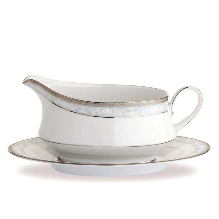 Noritake Hampshire Platinum Gravy Boat with Tray