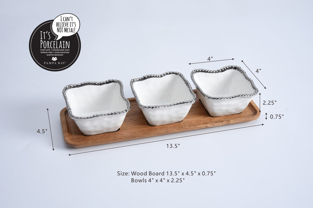 Pampa Bay Get Gifty Salerno Set of 3 Square Bowls on Tray