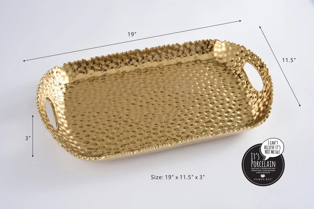 Pampa Bay Golden Millennium Rectangular Tray With Handles