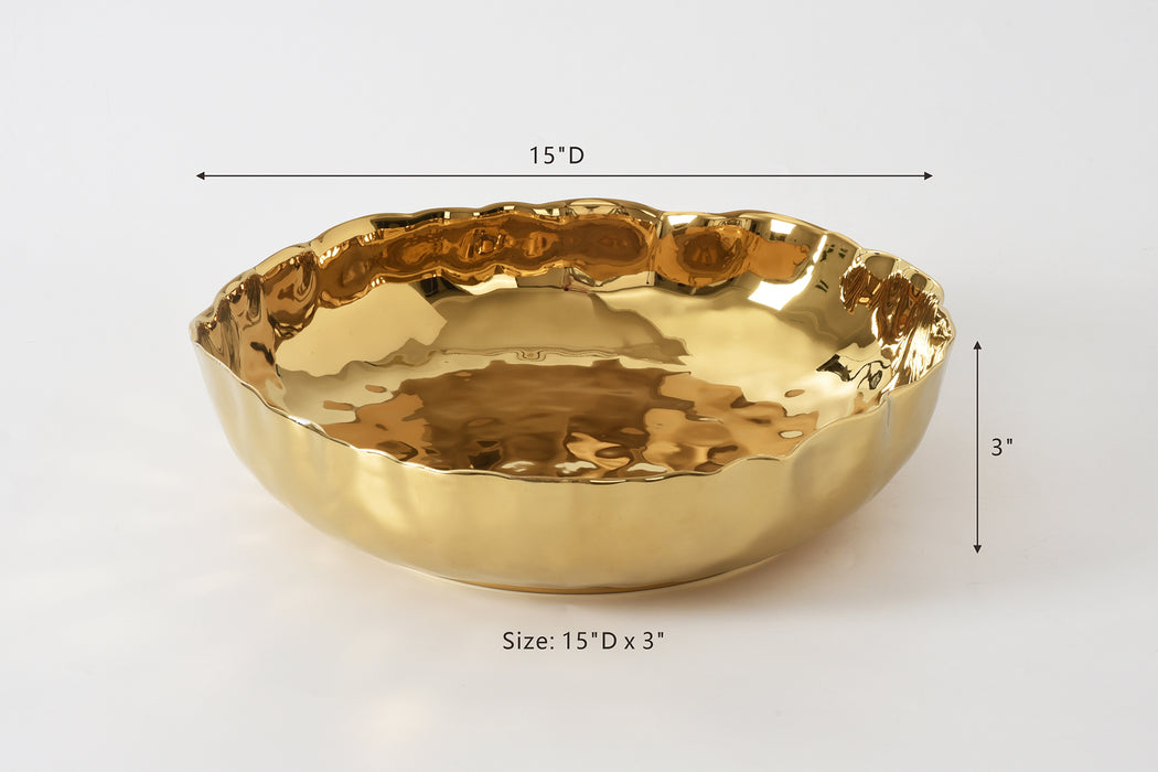 Pampa Bay Portofino Gold Extra Large Shallow Bowl