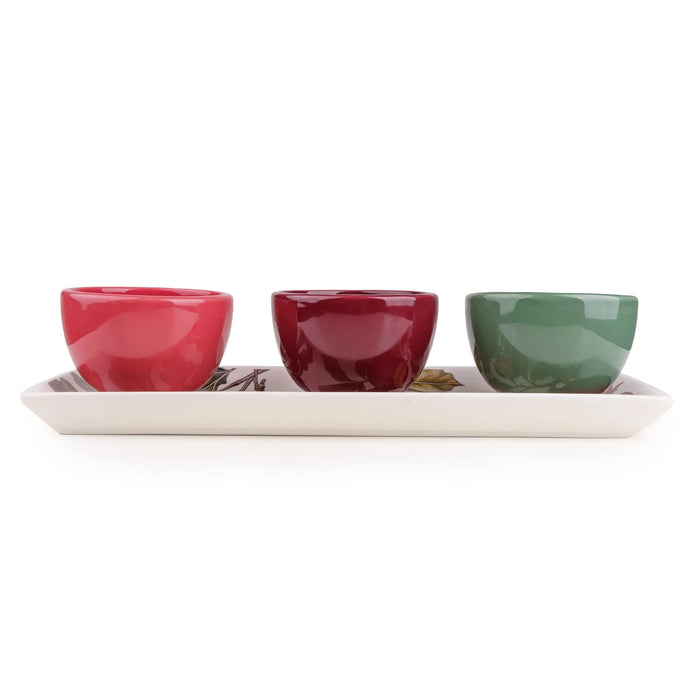 Set of 3 Dipping Bowls on Dish - Fig & Pomegranate 1pk