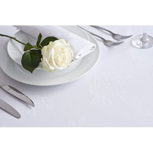 Roses White Tablecloth 54" x 90" - La Belle Table - TB006