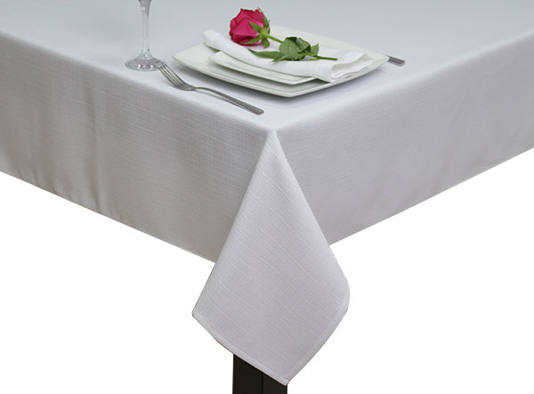 Basket Weave White Tablecloth 54" x 108"