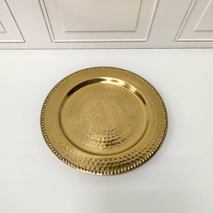 Gilded Hammered Beaded Charger