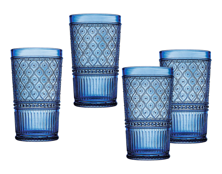 Godinger Blue Claro S/4 Highball: Blue / Non Leaded Crystal
