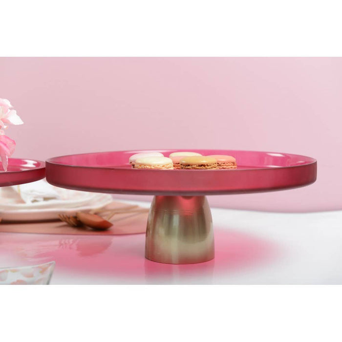 Aulica Raspberry cake stand with gold base 28cm