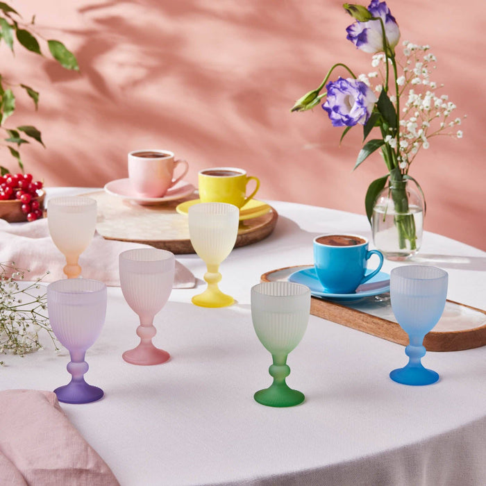 Karaca Rocco 6-Piece Small Water Glass for 6 People, 60ml, Multi: MULTICOLOR